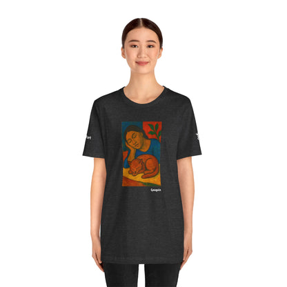T-shirt unisex CATART - GAUGUIN - Un dipinto iconico rivisitato con i gatti