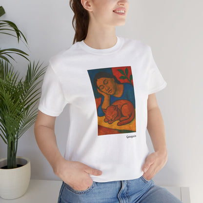 T-shirt unisex CATART - GAUGUIN - Un dipinto iconico rivisitato con i gatti