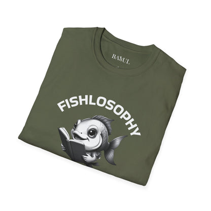 Maglietta unisex Fishlosophy - Design con vibrazioni oceaniche e domande sulla vita - Un pesce intelligente sa che non tutto è come sembra.