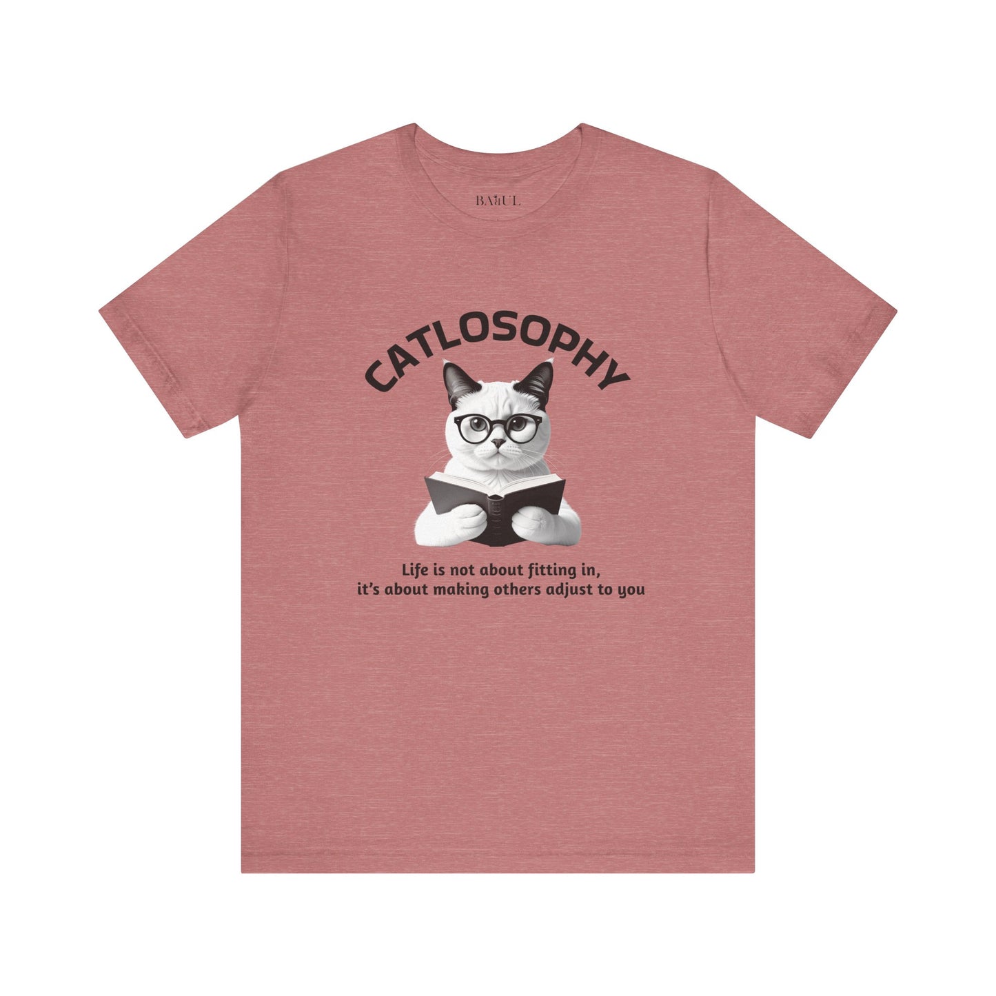 Maglietta a maniche corte unisex Catlosophy – Design "La vita non consiste nell'adattarsi"