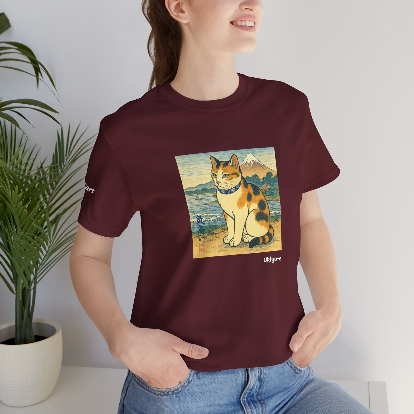 T-Shirt unisex CATART - Stile artistico giapponese UKIYO-E - Pittura iconica rivisitata con i gatti