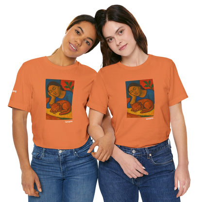 T-shirt unisex CATART - GAUGUIN - Un dipinto iconico rivisitato con i gatti