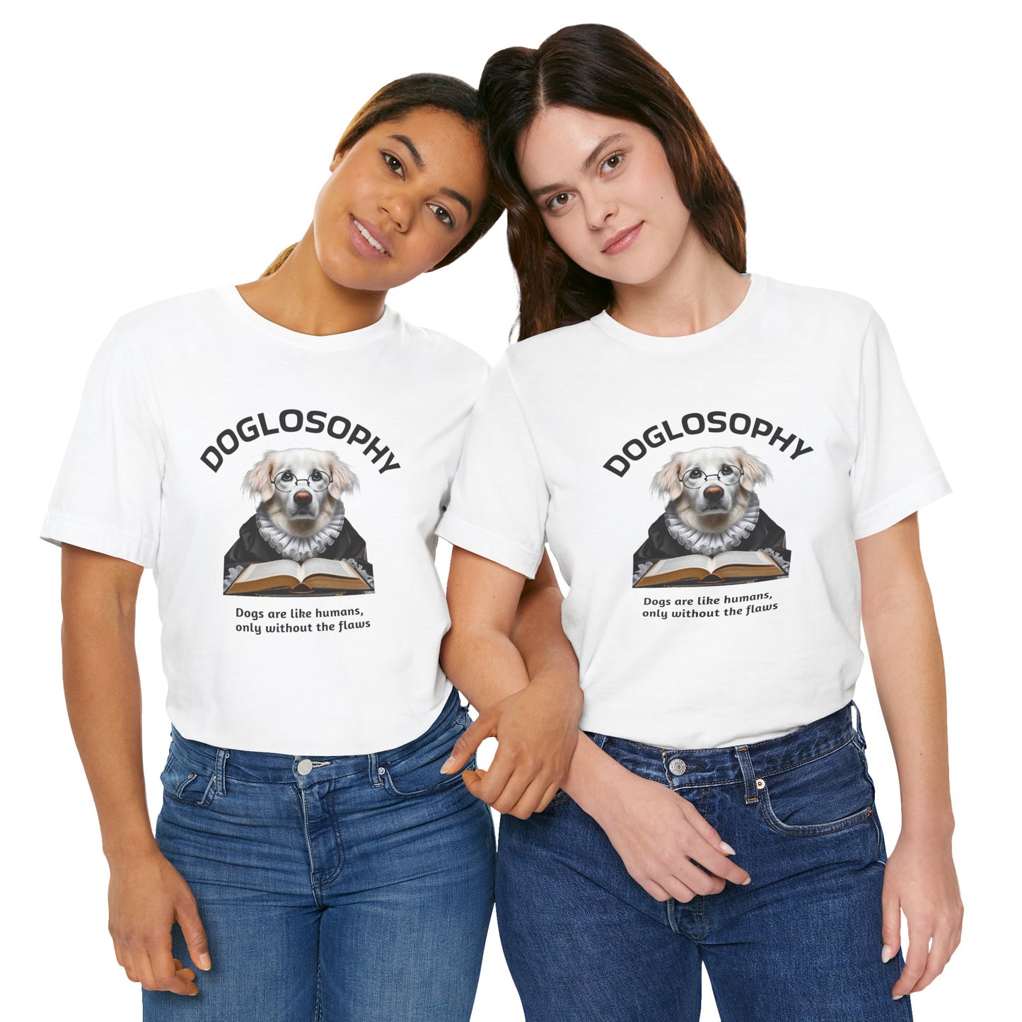 Maglietta a maniche corte unisex Doglosophy – Design "I cani sono come gli umani ma senza difetti"
