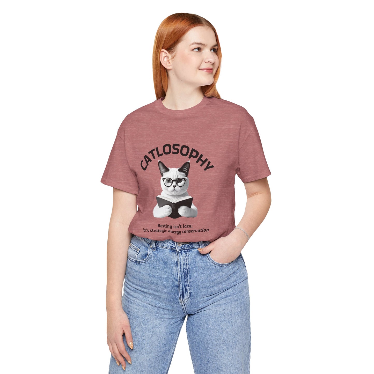Catlosophy Unisex Jersey Maglietta a maniche corte – Design "Riposare non è pigrizia"