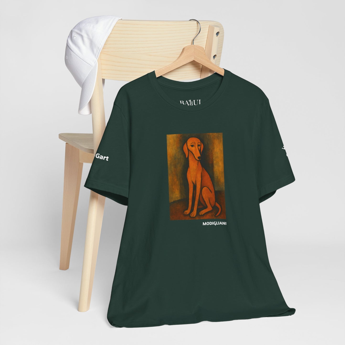 Unisex T-Shirt con cane DOGART  - MODIGLIANI - Un dipinto iconico rivisitato con i cani
