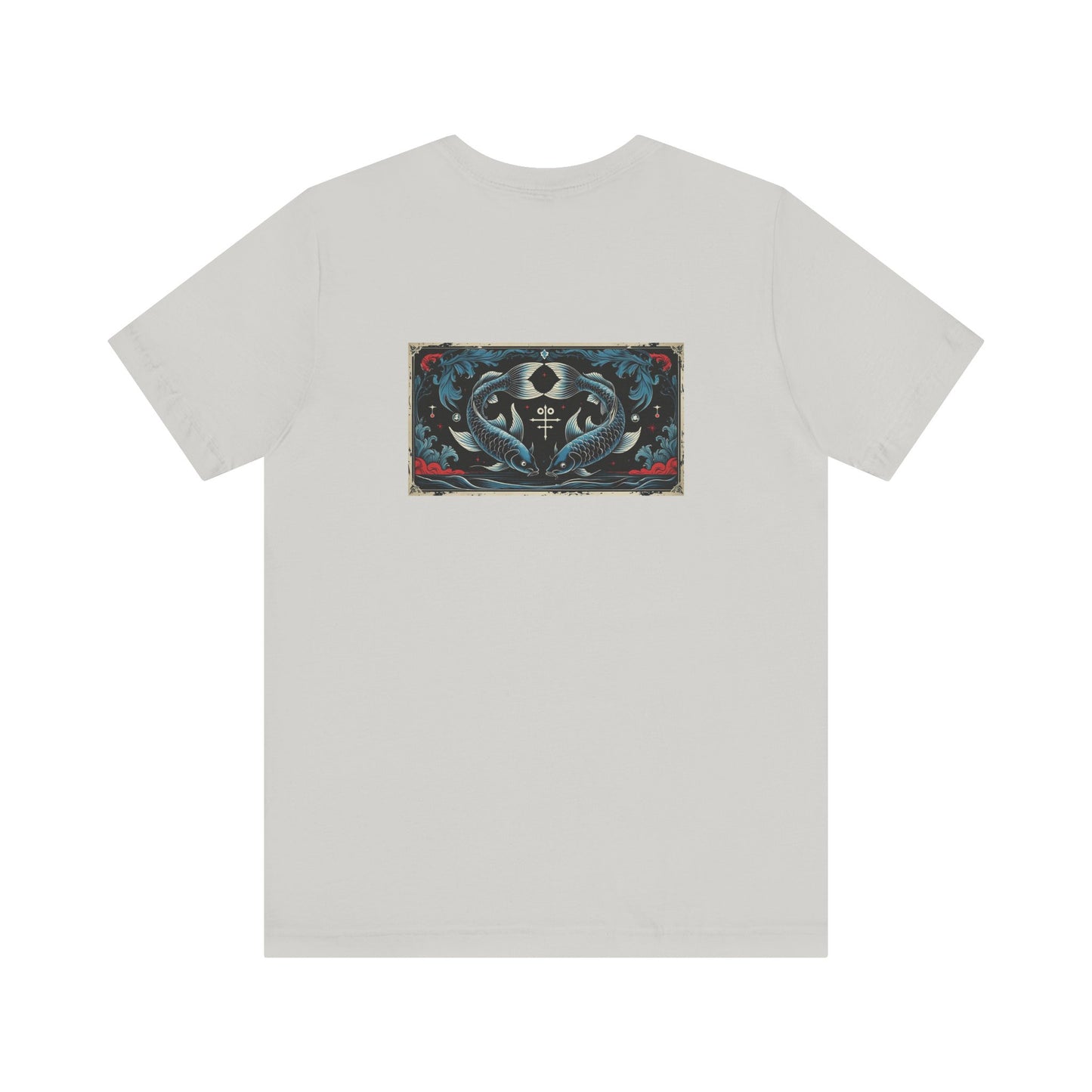 Pesci - T-shirt con lo Zodiaco Gotico. Grafica blu sul retro. Zodiaco nell'ombra.