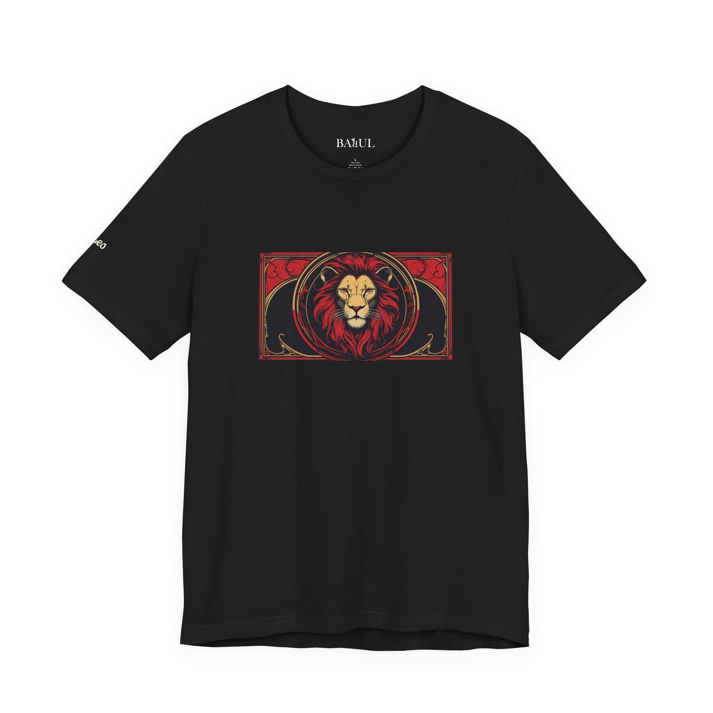 Leone - T-shirt Zodiaco gotico. Grafica rossa sul davanti. Zodiaco nell'ombra.