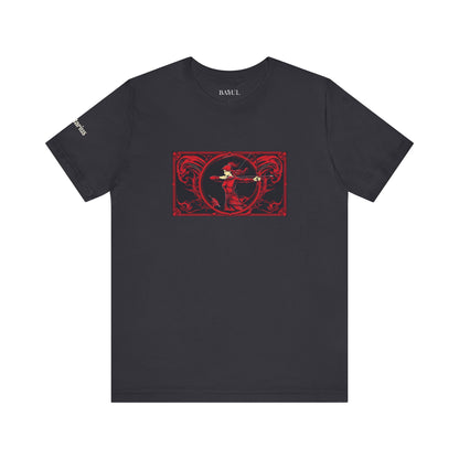 Sagittario - T-shirt Zodiaco gotico. Grafica rossa sul davanti. Zodiaco nell'ombra.