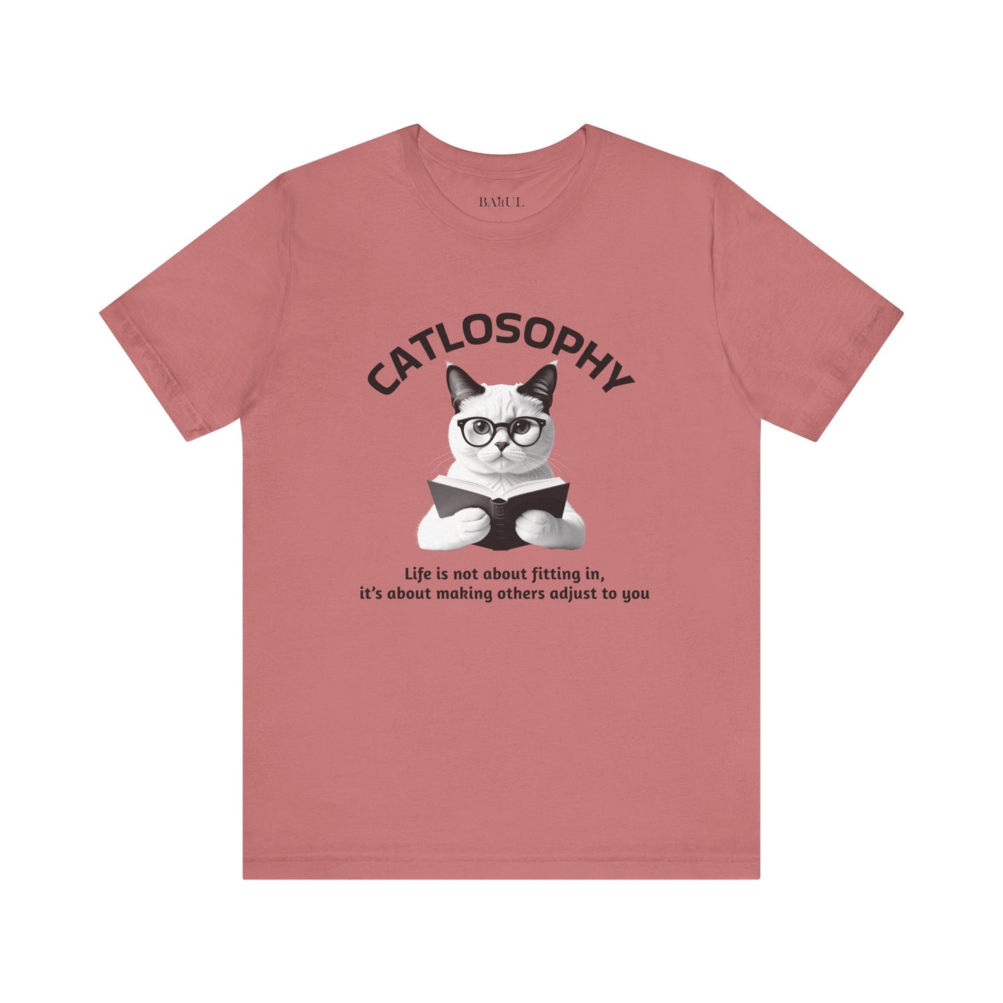 Maglietta a maniche corte unisex Catlosophy – Design "La vita non consiste nell'adattarsi"