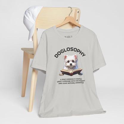 Doglosophy Unisex Jersey Short Sleeve Tee –  "A Dog's wisdom is simple" Design