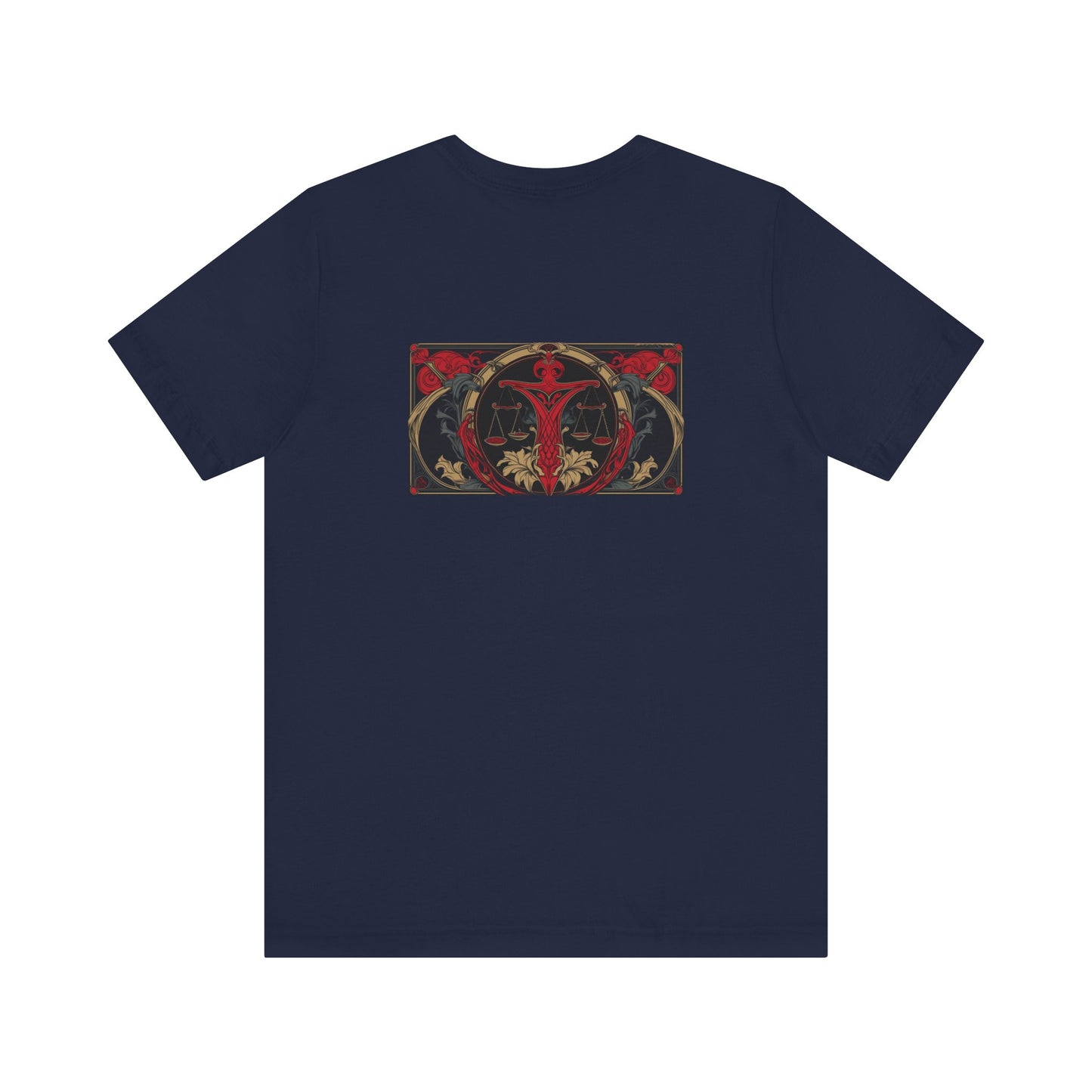 Bilancia - Zodiaco gotico, maglietta con grafica rossa sul retro. Zodiaco nell'ombra