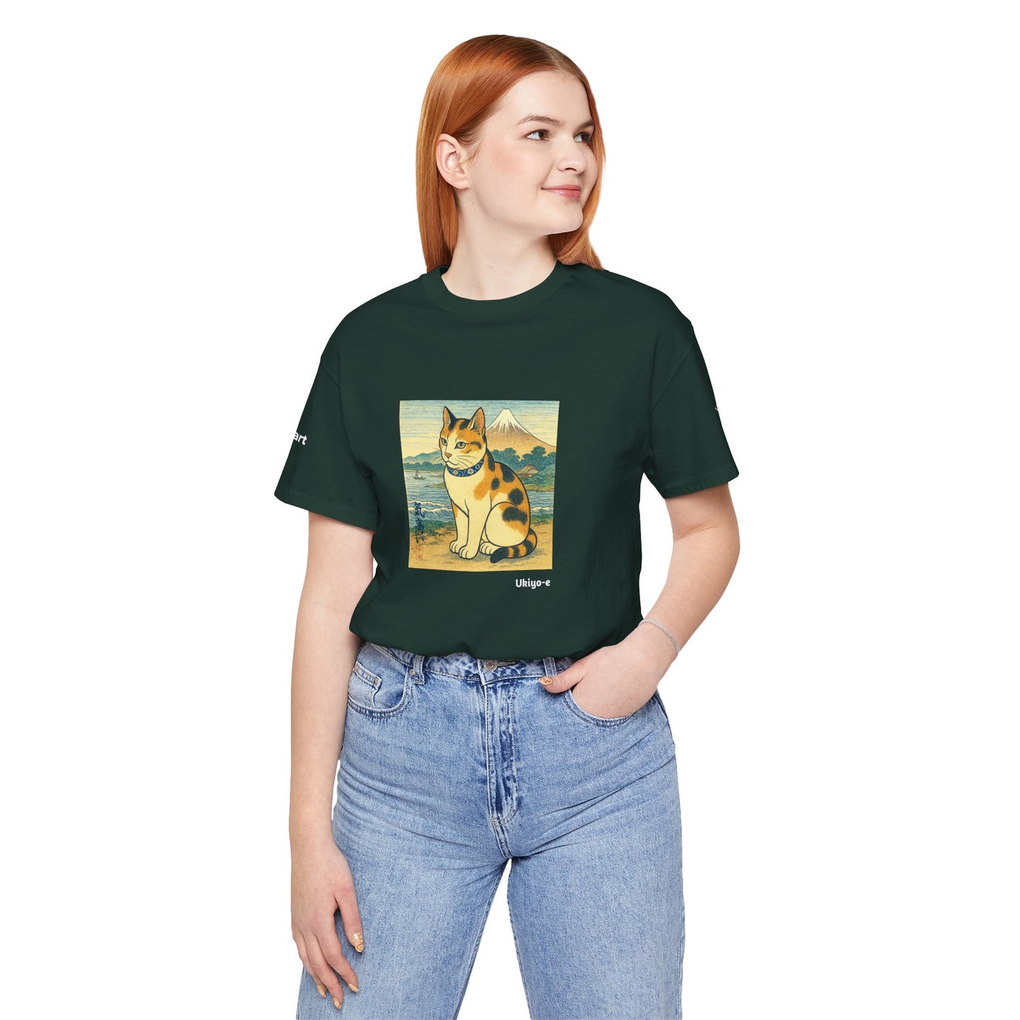 T-Shirt unisex CATART - Stile artistico giapponese UKIYO-E - Pittura iconica rivisitata con i gatti