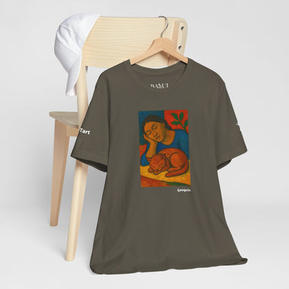 T-shirt unisex CATART - GAUGUIN - Un dipinto iconico rivisitato con i gatti
