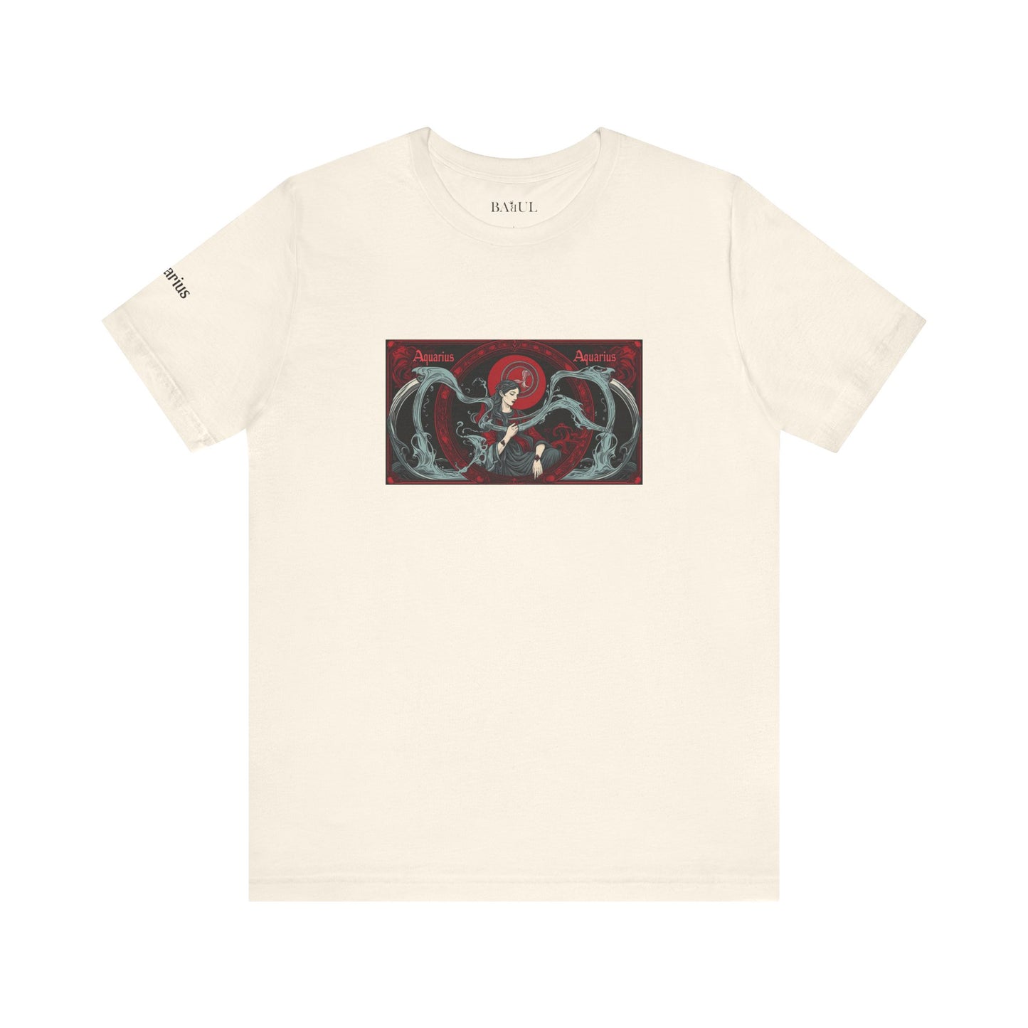 Acquario - T-shirt Zodiaco gotico. Grafica rossa sul davanti. Zodiaco nell'ombra.