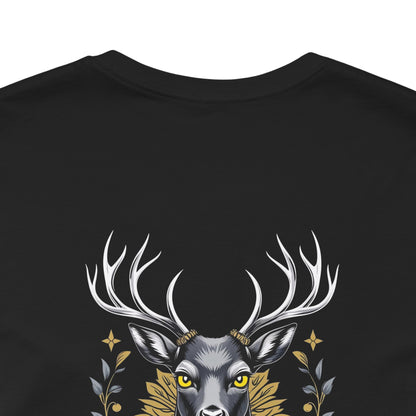 CERVO – La forza gentile - Maglietta Magic Animals solo nera (grafica sul retro)