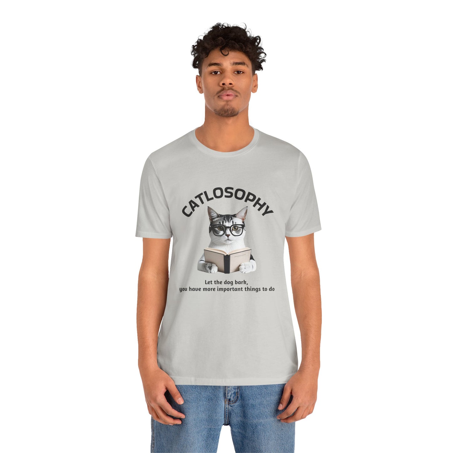 Maglietta a maniche corte unisex Catlosophy – Design "Lascia che il cane abbai"
