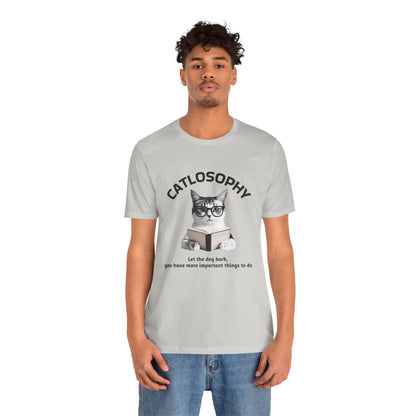 Maglietta a maniche corte unisex Catlosophy – Design "Lascia che il cane abbai"