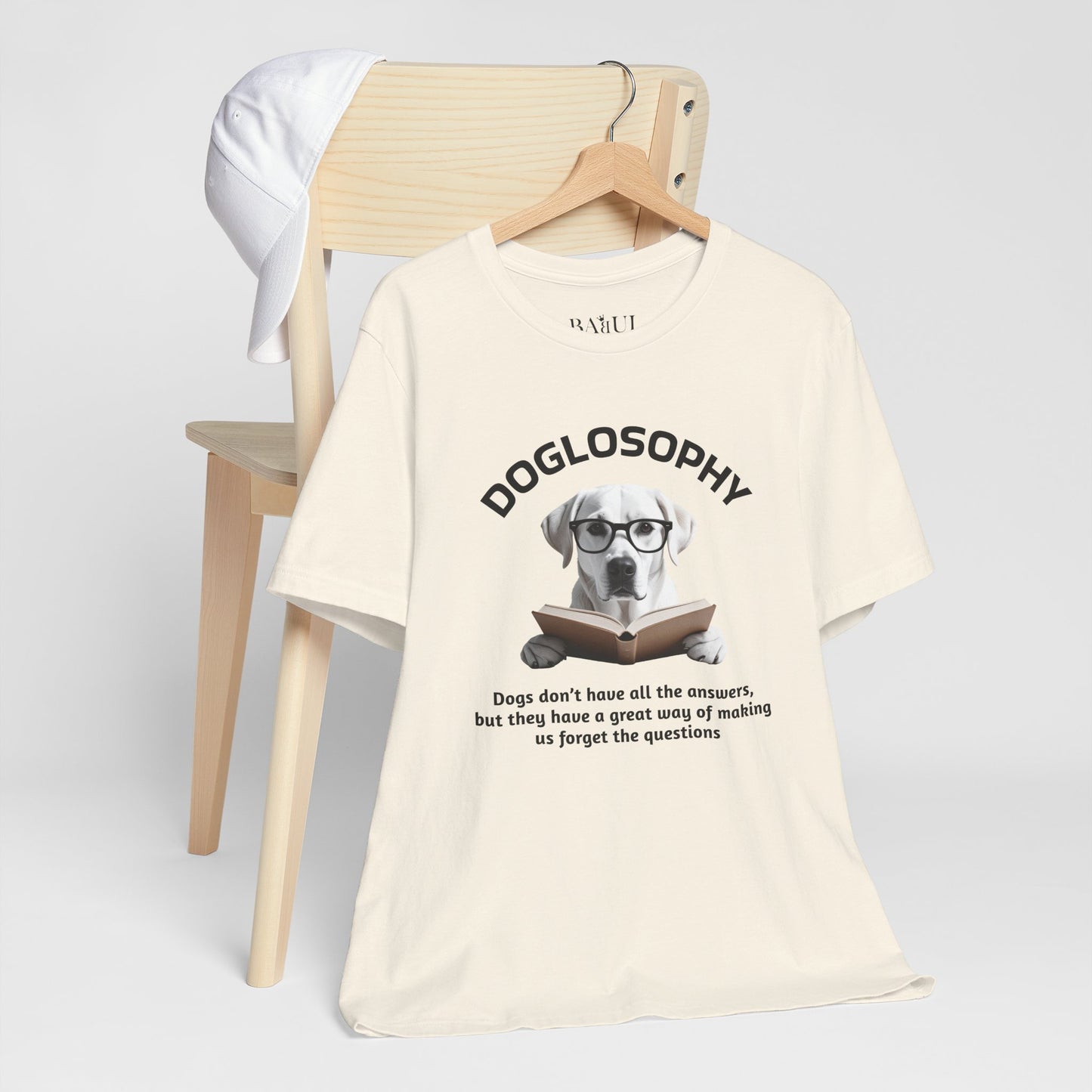 Maglietta a maniche corte unisex Doglosophy – Design "I cani non hanno tutte le risposte"