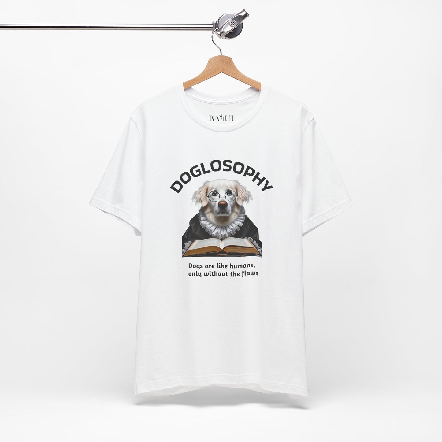 Maglietta a maniche corte unisex Doglosophy – Design "I cani sono come gli umani ma senza difetti"