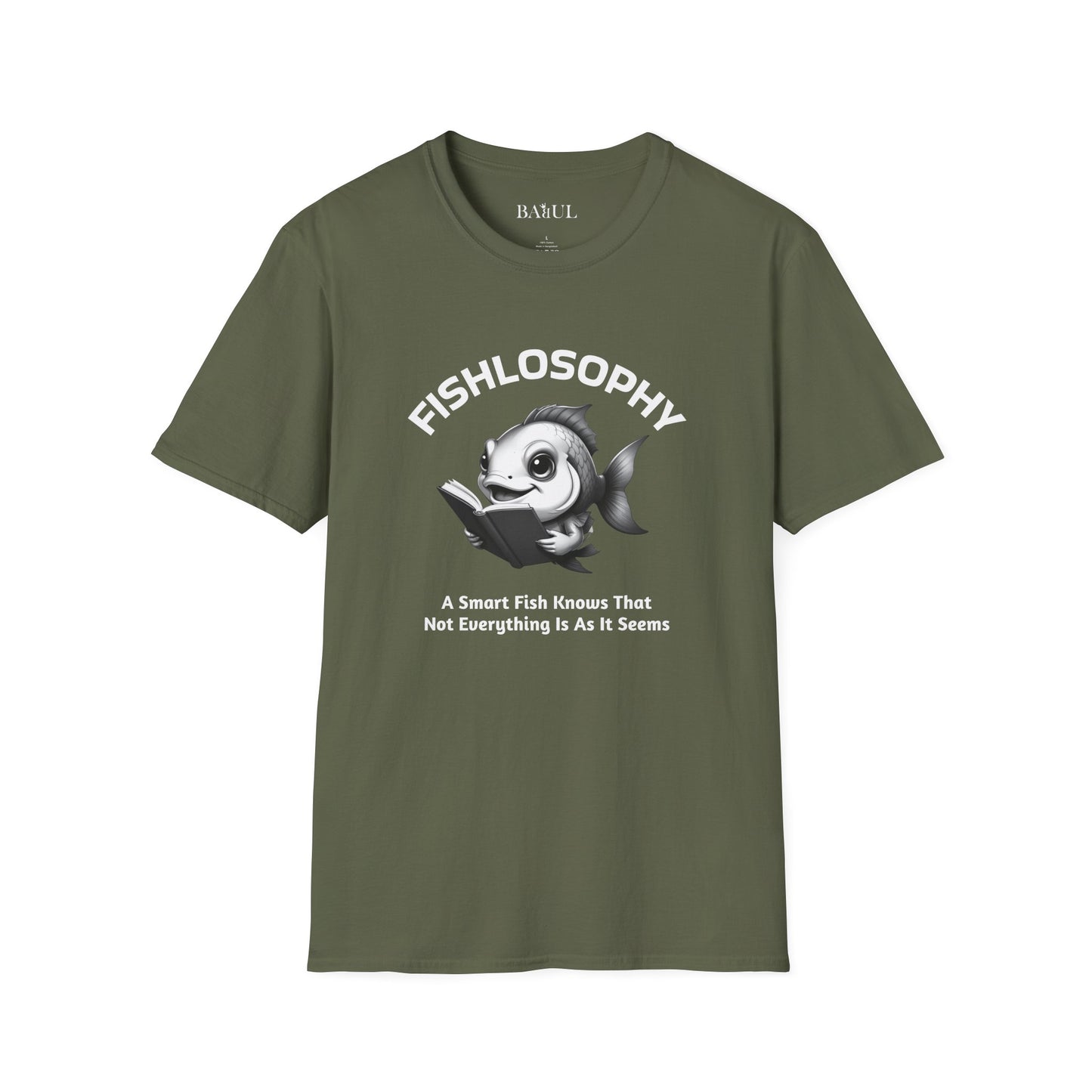 Maglietta unisex Fishlosophy - Design con vibrazioni oceaniche e domande sulla vita - Un pesce intelligente sa che non tutto è come sembra.
