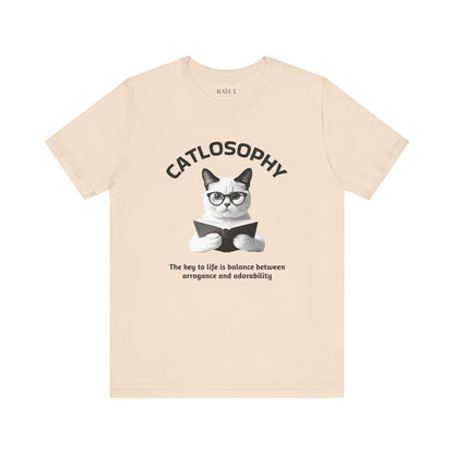 Catlosophy Maglietta unisex a maniche corte in jersey – Design "La chiave della vita"