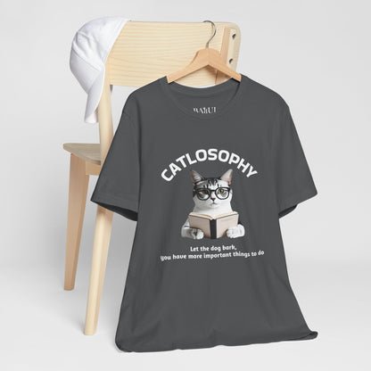 Maglietta a maniche corte unisex Catlosophy – Design "Lascia che il cane abbai"