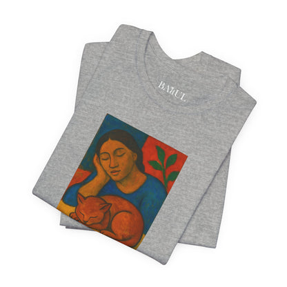 T-shirt unisex CATART - GAUGUIN - Un dipinto iconico rivisitato con i gatti