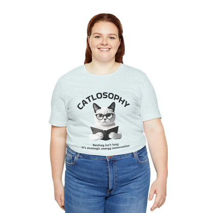 Catlosophy Unisex Jersey Maglietta a maniche corte – Design "Riposare non è pigrizia"