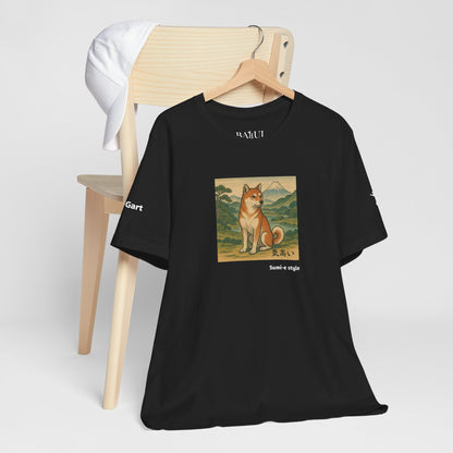 Unisex T-Shirt con cane DOGART - STILE SUMI-E - Dipinto iconico rivisitato con i cani