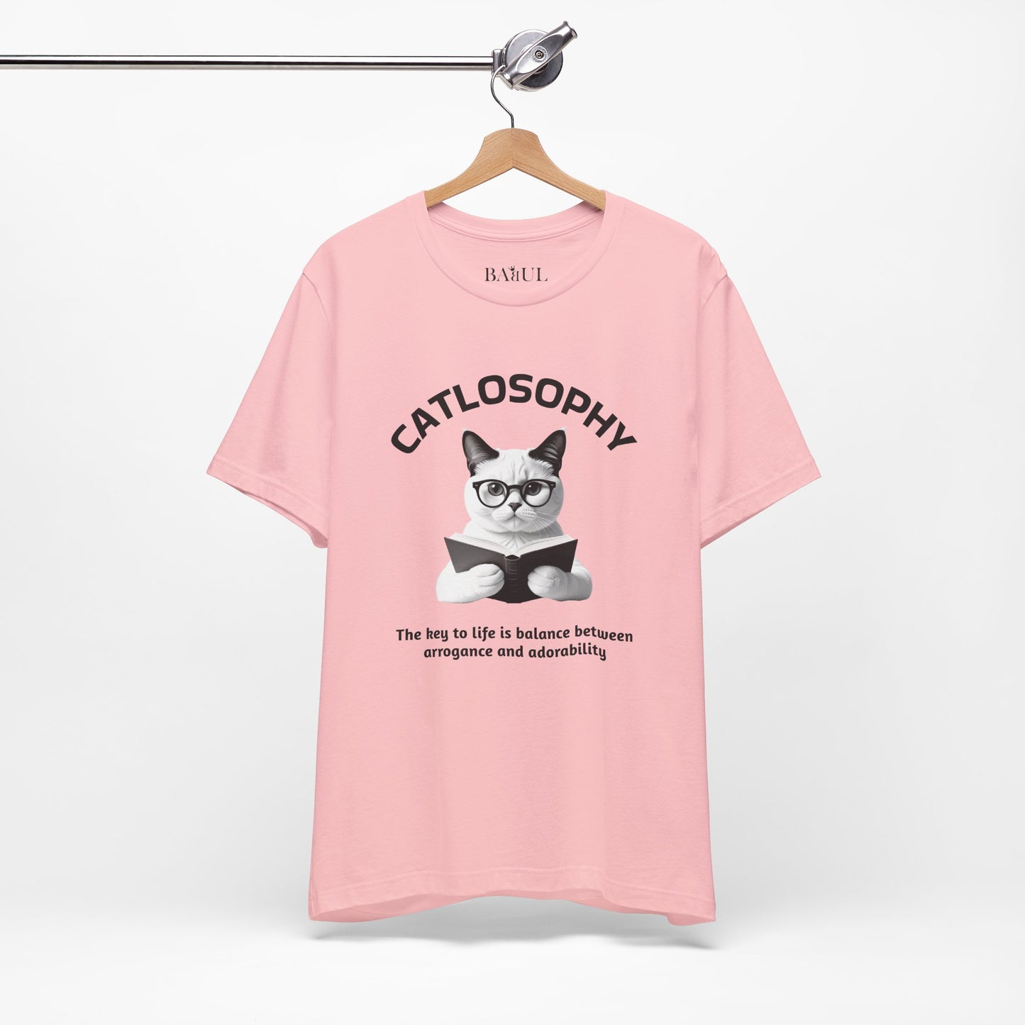 Catlosophy Maglietta unisex a maniche corte in jersey – Design "La chiave della vita"
