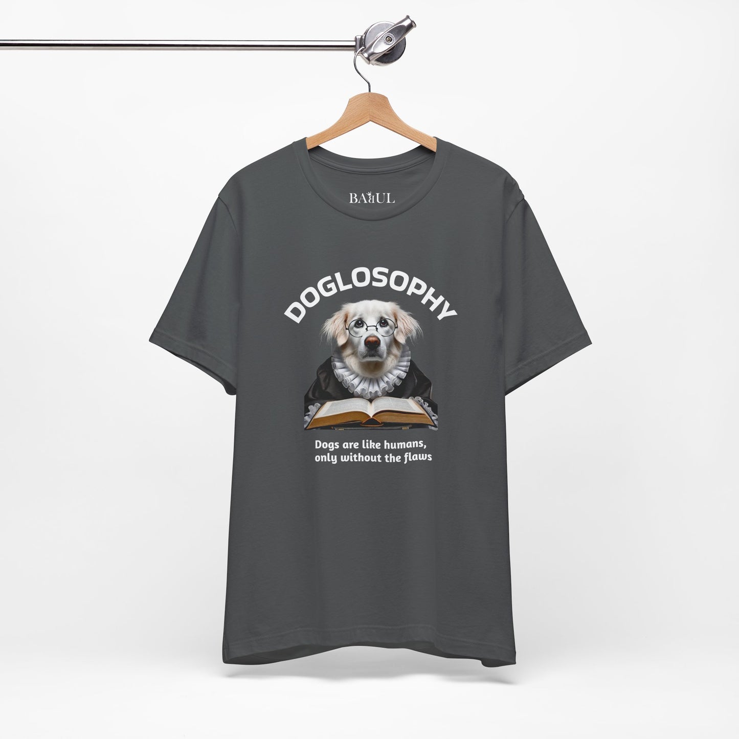 Maglietta a maniche corte unisex Doglosophy – Design "I cani sono come gli umani ma senza difetti"
