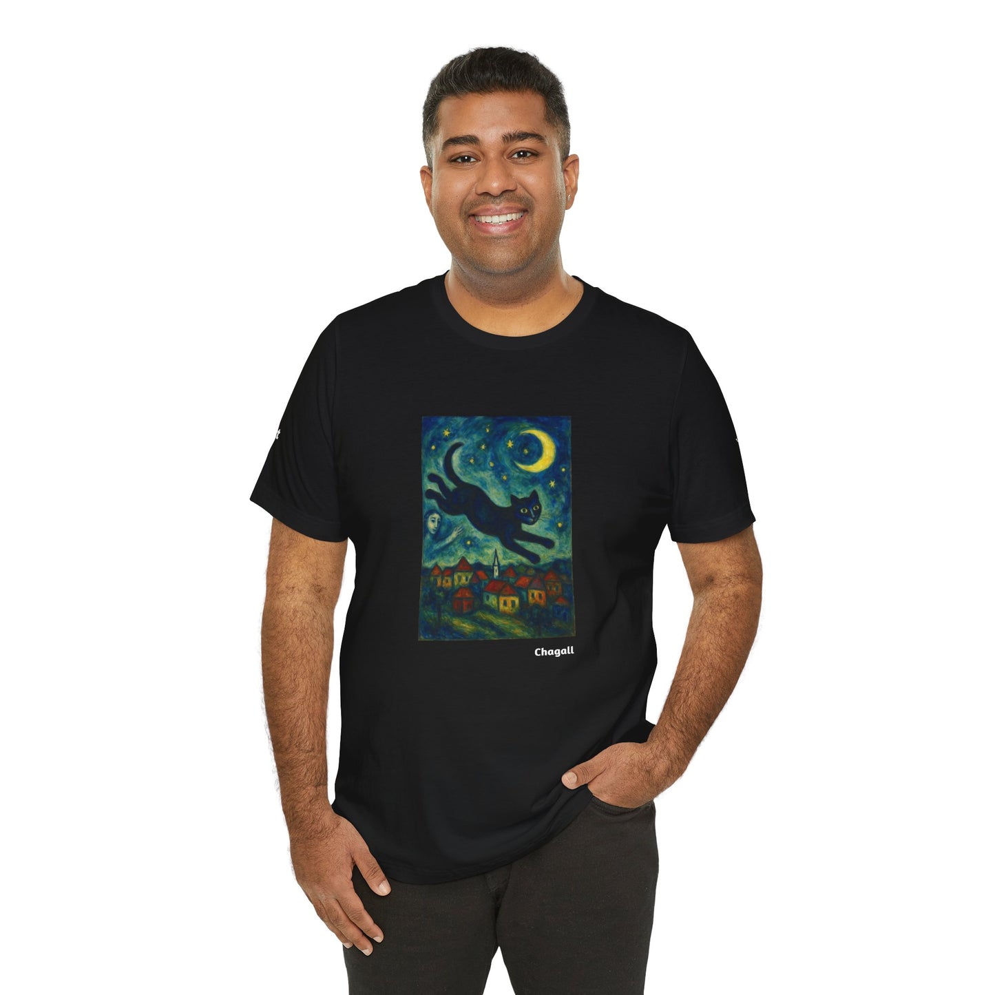 T-shirt unisex CATART - MARC CHAGALL - Un dipinto iconico rivisitato con i gatti