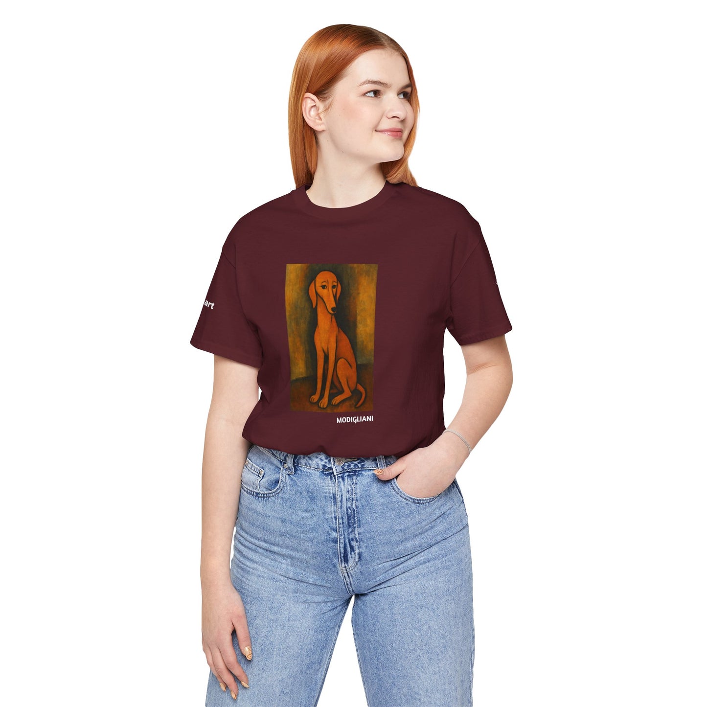 Unisex T-Shirt con cane DOGART  - MODIGLIANI - Un dipinto iconico rivisitato con i cani