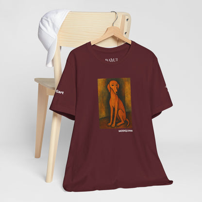 Unisex T-Shirt con cane DOGART  - MODIGLIANI - Un dipinto iconico rivisitato con i cani