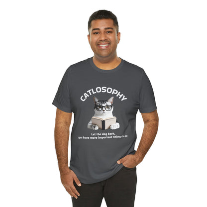 Maglietta a maniche corte unisex Catlosophy – Design "Lascia che il cane abbai"