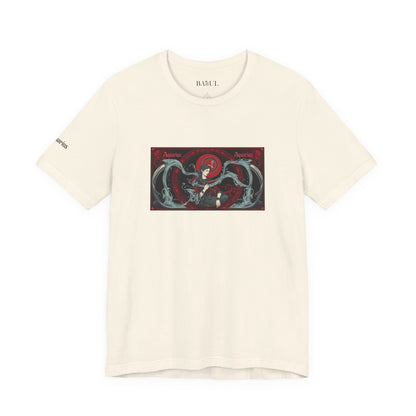 Acquario - T-shirt Zodiaco gotico. Grafica rossa sul davanti. Zodiaco nell'ombra.