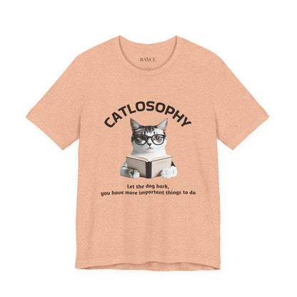 Maglietta a maniche corte unisex Catlosophy – Design "Lascia che il cane abbai"