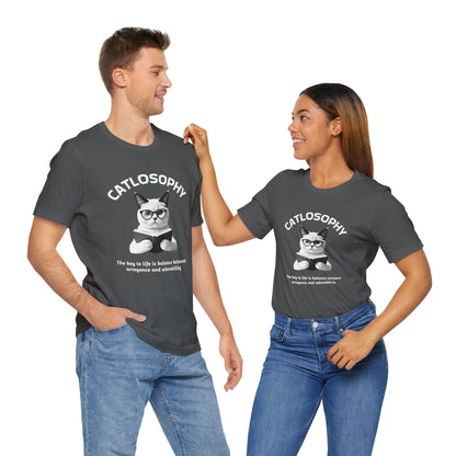 Catlosophy Maglietta unisex a maniche corte in jersey – Design "La chiave della vita"