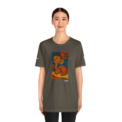 T-shirt unisex CATART - GAUGUIN - Un dipinto iconico rivisitato con i gatti