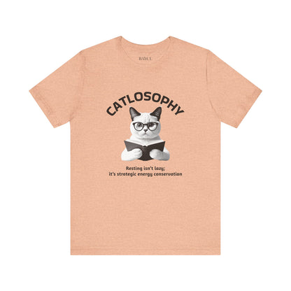 Catlosophy Unisex Jersey Maglietta a maniche corte – Design "Riposare non è pigrizia"
