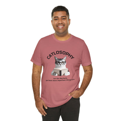Maglietta a maniche corte unisex Catlosophy – Design "Lascia che il cane abbai"