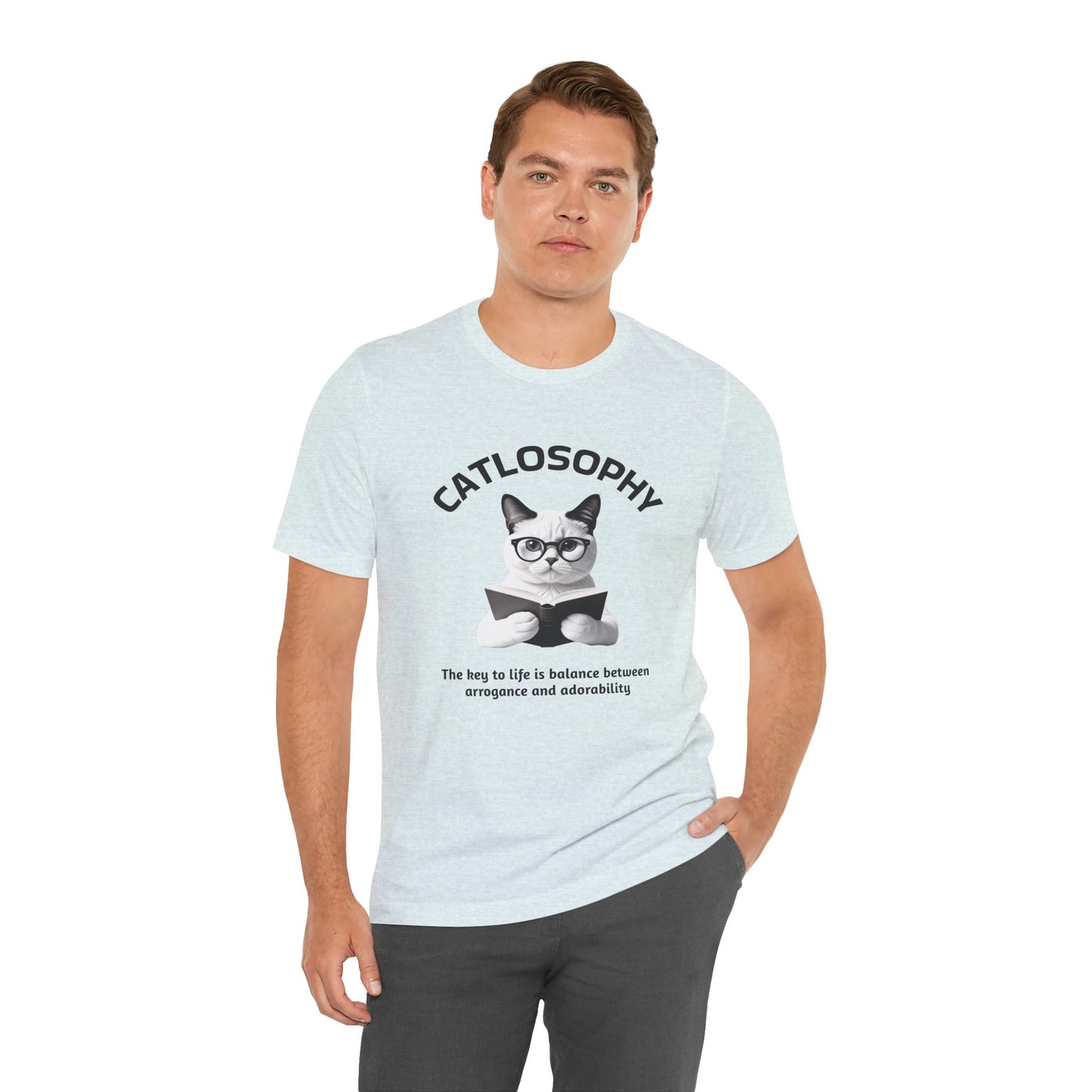 Catlosophy Maglietta unisex a maniche corte in jersey – Design "La chiave della vita"