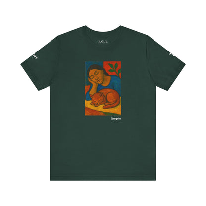 T-shirt unisex CATART - GAUGUIN - Un dipinto iconico rivisitato con i gatti
