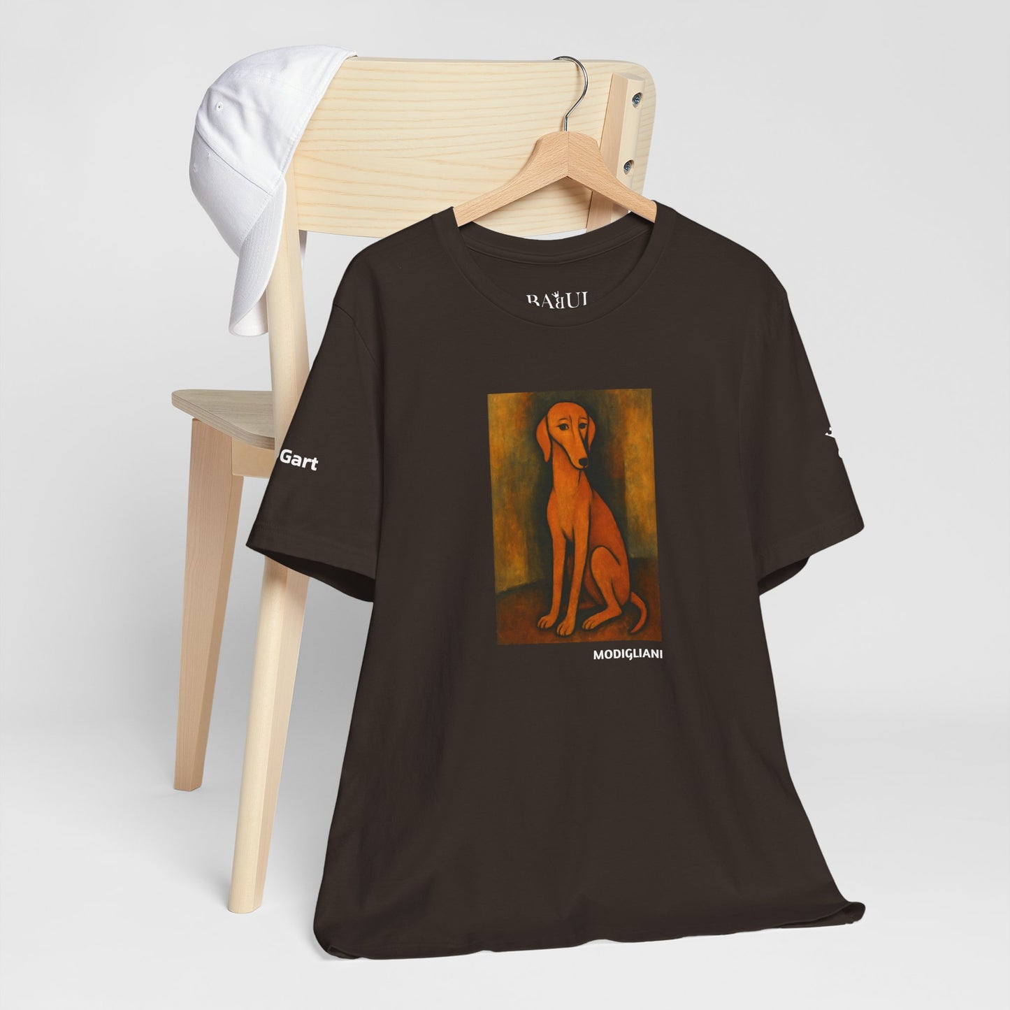 Unisex T-Shirt con cane DOGART  - MODIGLIANI - Un dipinto iconico rivisitato con i cani
