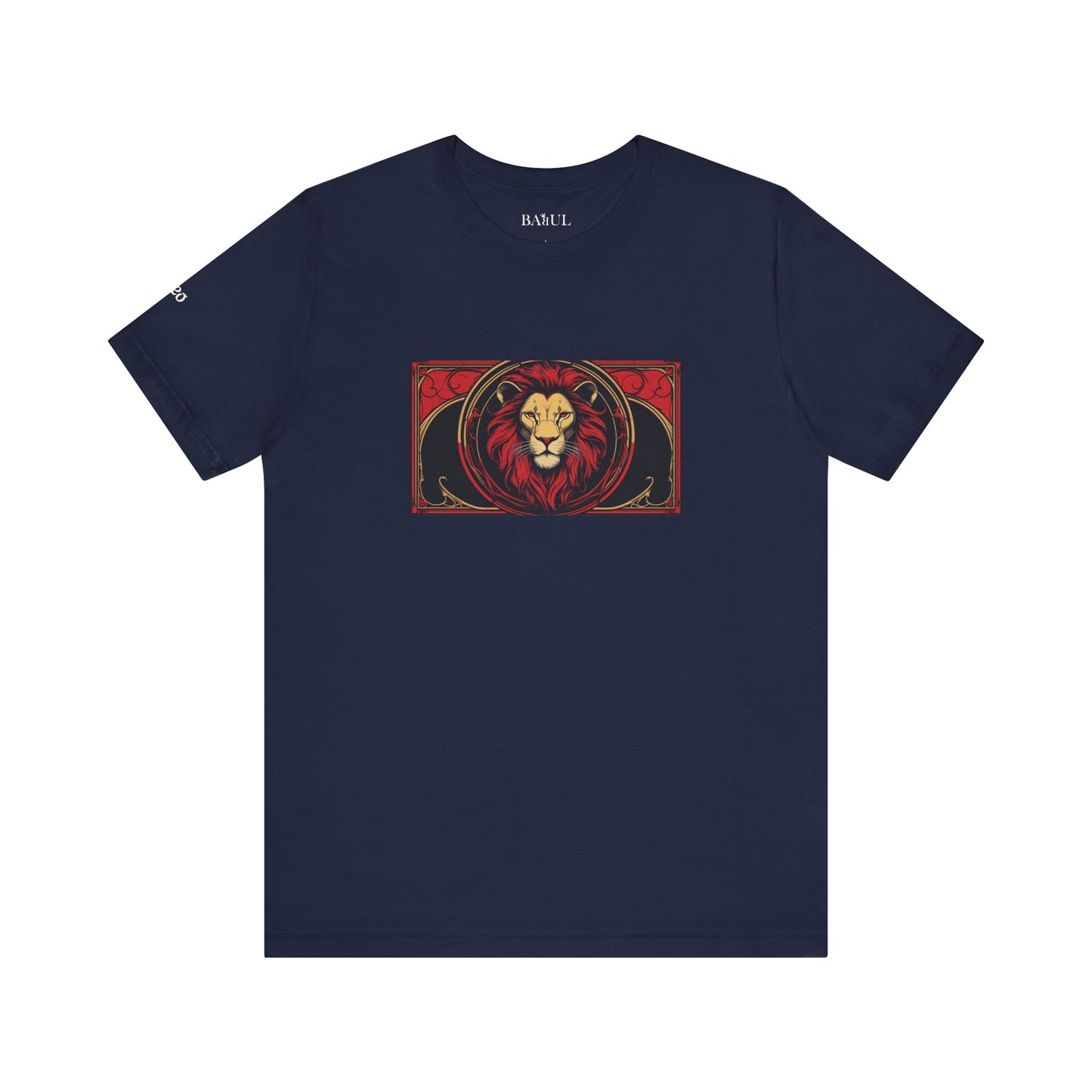 Leone - T-shirt Zodiaco gotico. Grafica rossa sul davanti. Zodiaco nell'ombra.