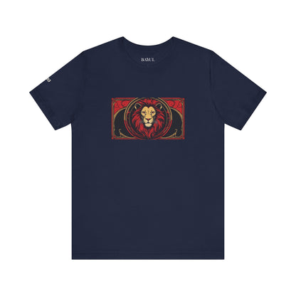 Leone - T-shirt Zodiaco gotico. Grafica rossa sul davanti. Zodiaco nell'ombra.