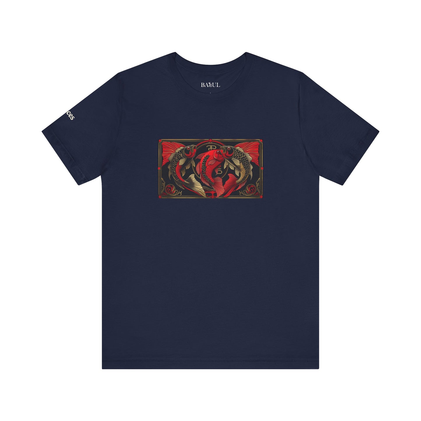 Pesci - T-shirt Zodiaco gotico. Grafica rossa sul davanti. Zodiaco nell'ombra.