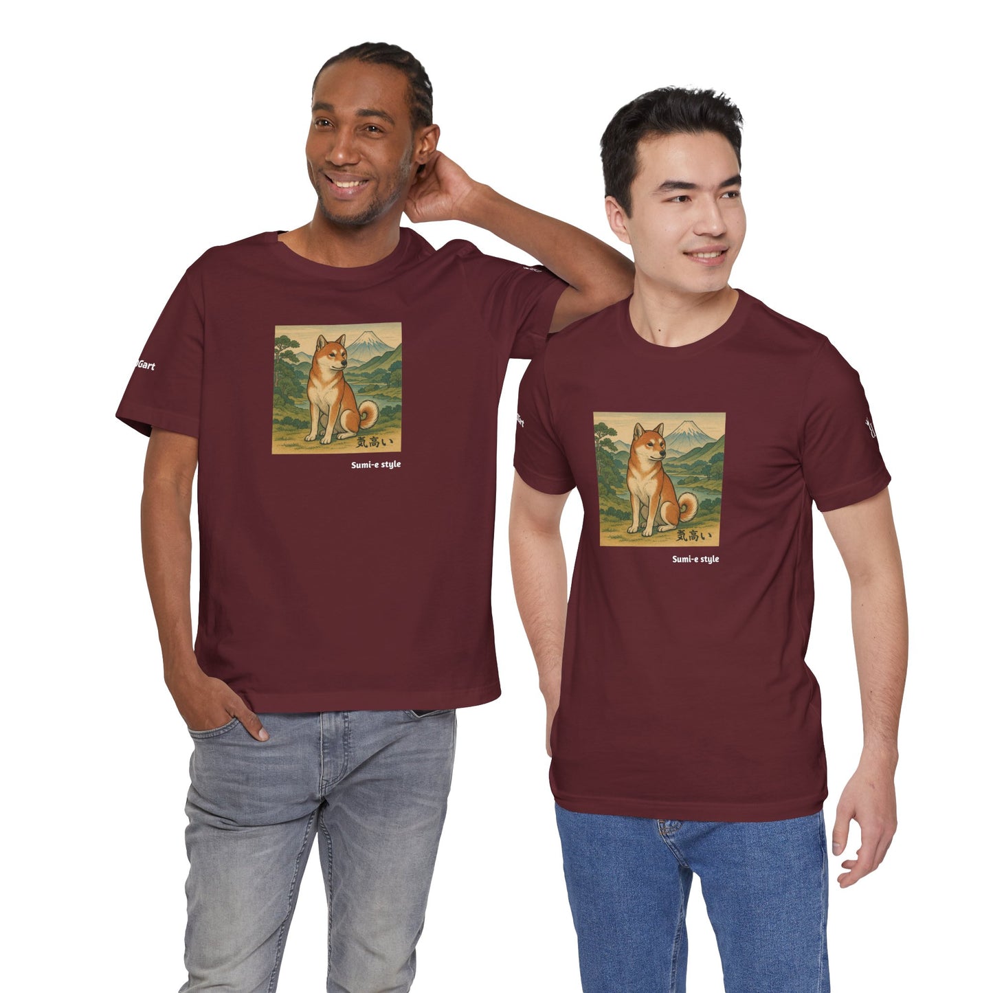 Unisex T-Shirt con cane DOGART - STILE SUMI-E - Dipinto iconico rivisitato con i cani