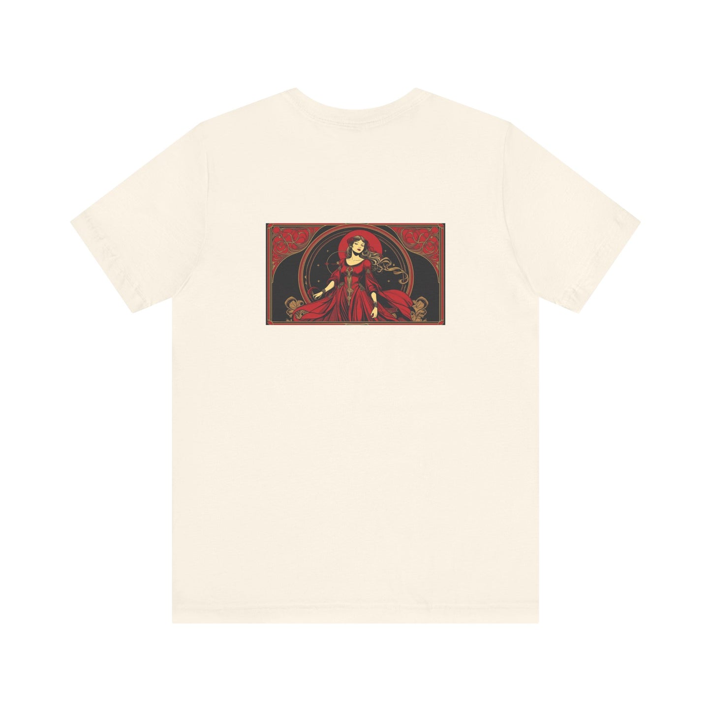 Vergine - Zodiaco gotico, maglietta con grafica rossa sul retro. Zodiaco nell'ombra