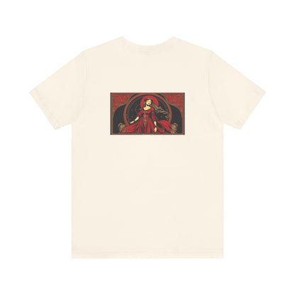 Vergine - Zodiaco gotico, maglietta con grafica rossa sul retro. Zodiaco nell'ombra
